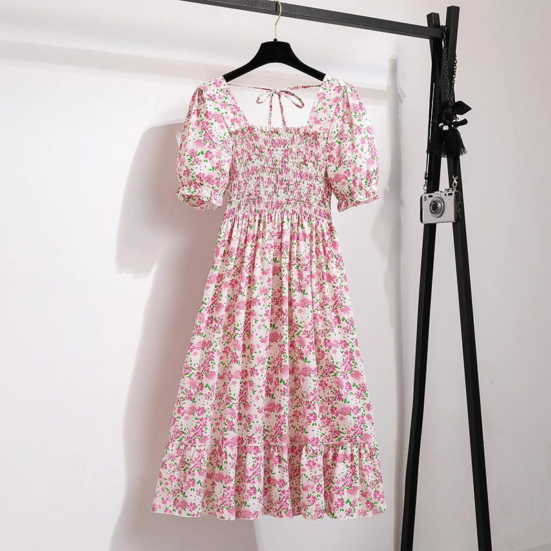 Robe d'été plissée en mousseline de soie pour femmes, tenue décontractée, plage, vacances, manches c