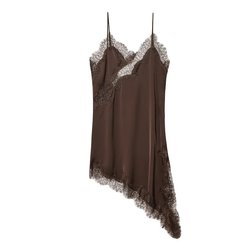 MUJER dentelle Slip Mini robe femmes Satin dos nu robe d'été femme asymétrique fête femmes robe Sexy