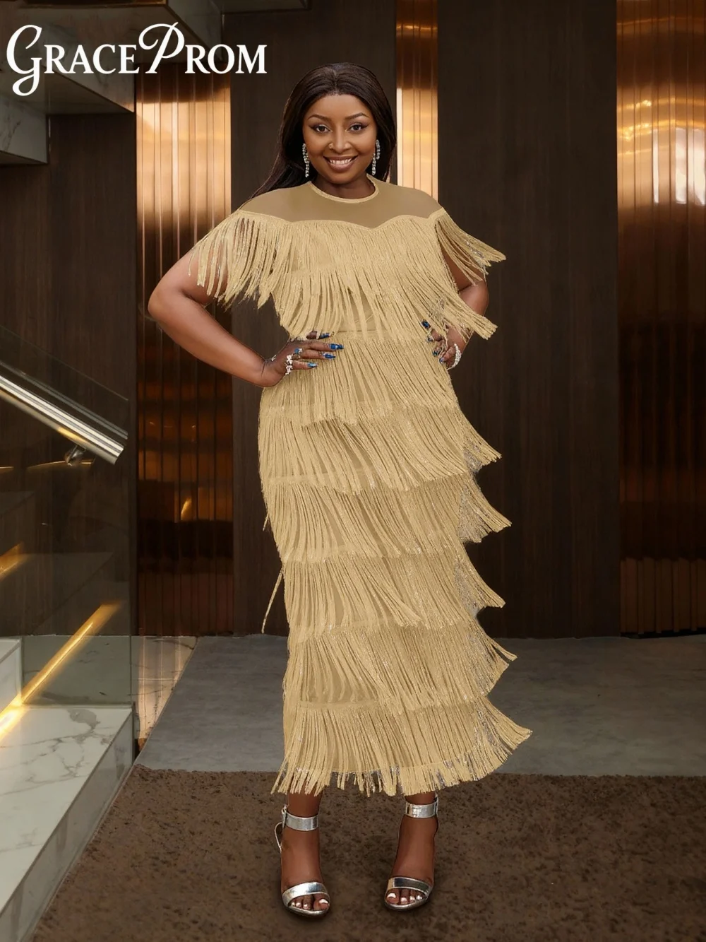 Nouvelles robes africaines pour femmes, robe longue élégante à manches courtes et à franges, livrais