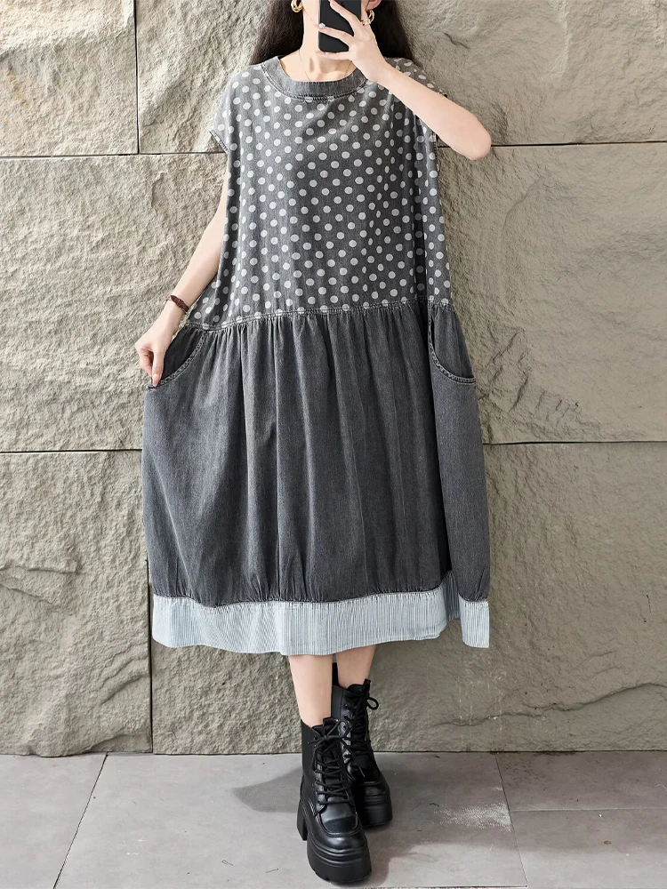 Amax LuluE 2026 Robes d'été amples pour femmes, style vintage classique à pois, design japonais, col
