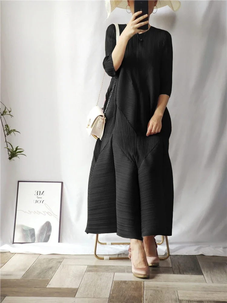 Ata Yake-Robe Longue Plissée avec Bourgeon, Lanterne, Grande Taille, Décontracté, Élégant, Esthétiqu