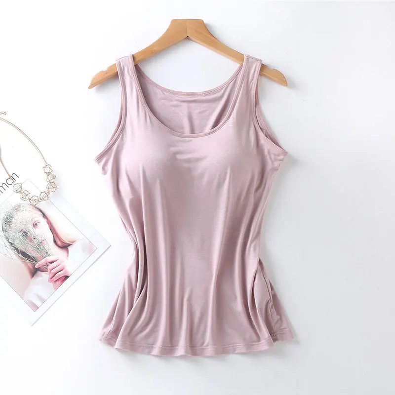 2023 Débardeur pour femme avec soutien-gorge intégré Col Gilet Couleur unie rembourré Slim Fit Débar