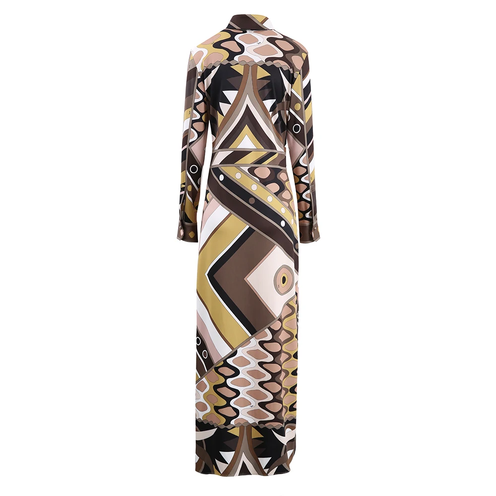 Femmes Vintage robes élégantes revers à manches longues taille haute jupe 2025 printemps automne nou