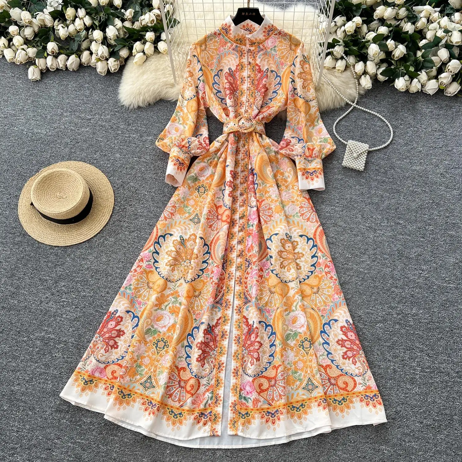 Robe chemise Maxi en mousseline de soie pour femmes musulmanes, vacances de printemps, lanterne, man