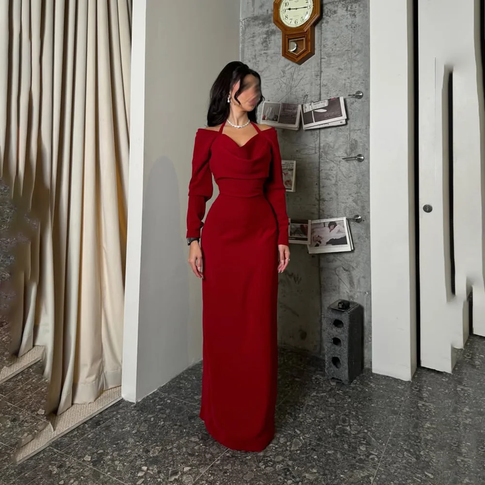 Robes d'invitées de mariage élégantes pour femmes, épaules dénudées, manches longues, robes de soiré