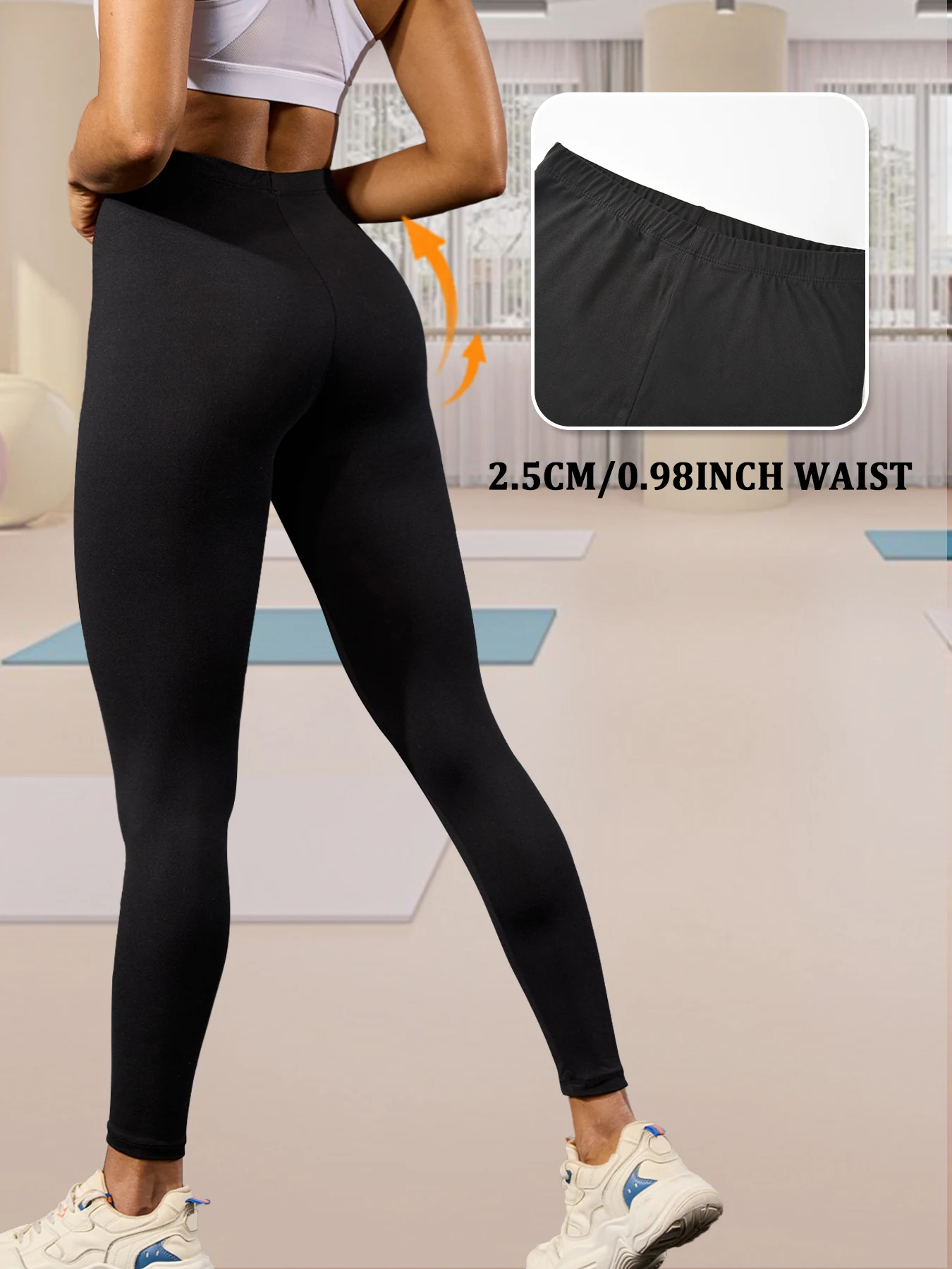 Leggings super doux taille basse pour femme – Collants extensibles à haute élasticité pour yoga, cou