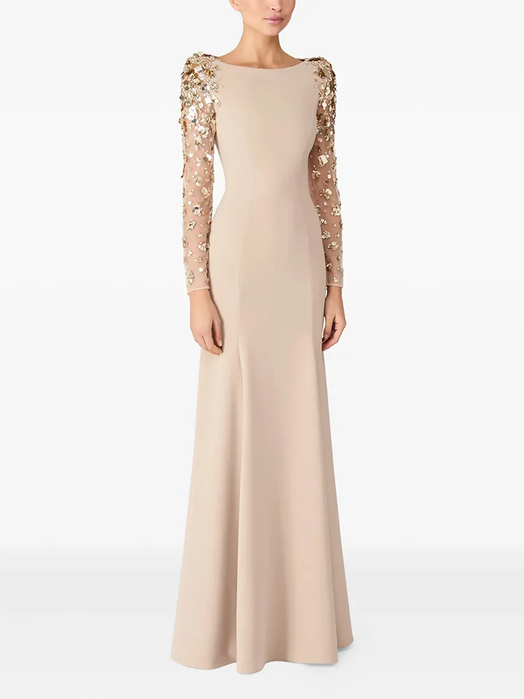 HIGH STREET Nouvelle Collection 2026 Robe Longue de Soirée Designer pour Femme, à Manches Longues, e