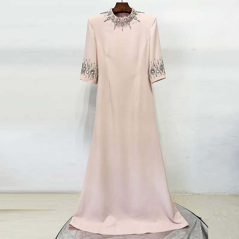 HIGH STREET Nouvelle Collection 2026 Robe Longue de Soirée Designer pour Femme, Ornée de Perles et d