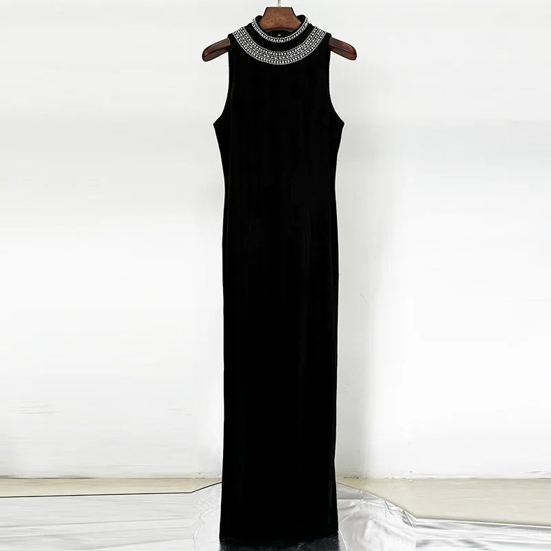 Robe à perles lourdes pour femmes, Streetwear tendance, élégante, amincissante, Sexy, dos nu, en vel