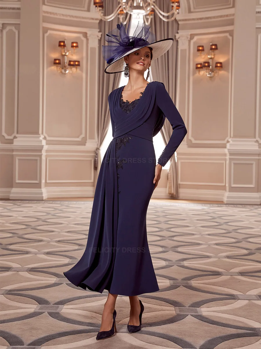 Robes mère de la mariée classiques, sirène plissée, personnalisées, Robes de soirée d'invitées de Ma