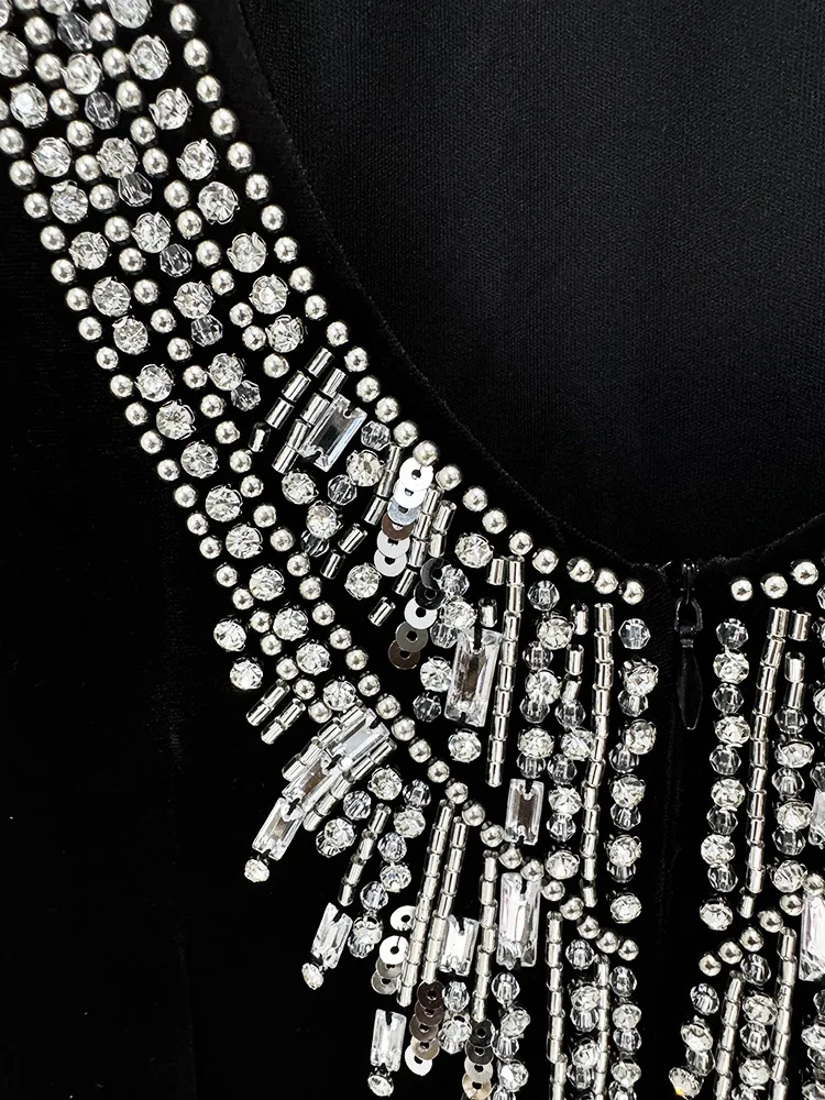 Robe à perles lourdes pour femmes, Streetwear tendance, élégante, amincissante, Sexy, dos nu, en vel