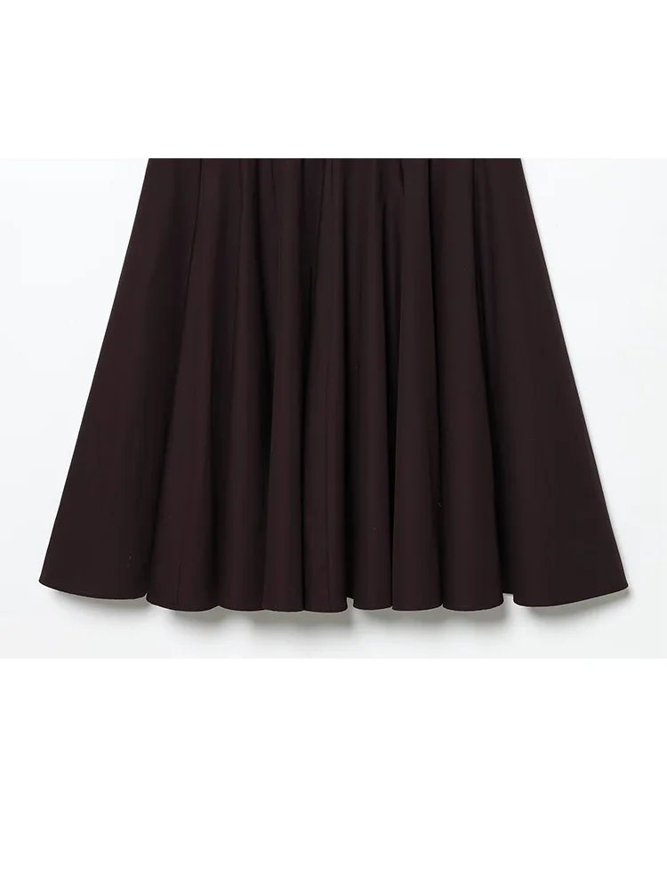 HH 2026 Robe midi plissée unie pour femme, mode été, avec fermeture éclair latérale, manches courtes