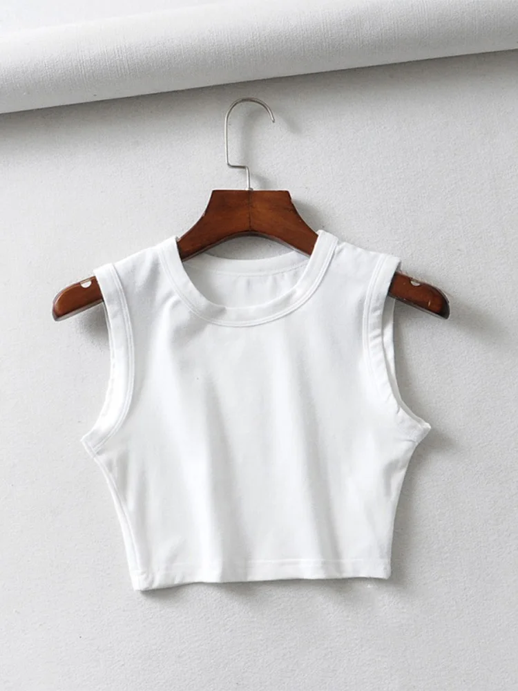 Top court sans manches pour femmes, vintage, blanc, motard, noir, punk, sexy, débardeur, coréen, str