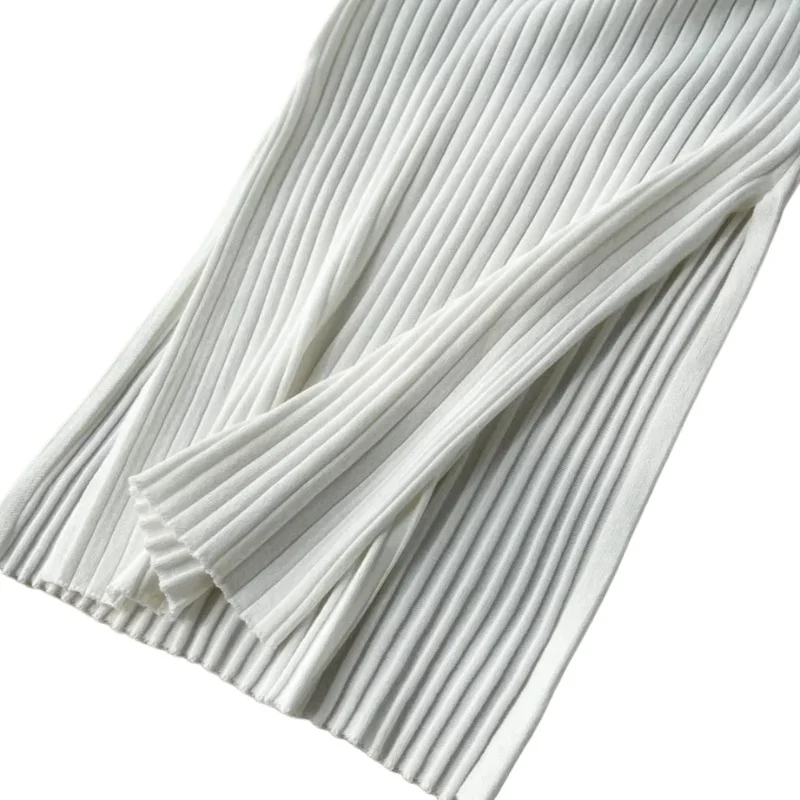 Robe longue moulante en maille blanche pour femme, col en V, sans manches, élastique, avec fente lat