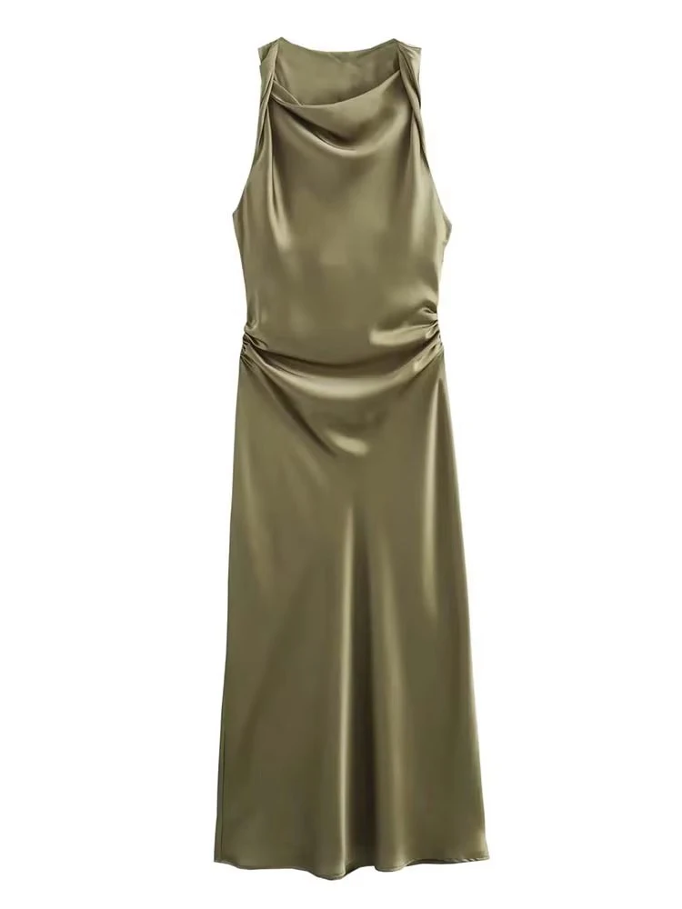 Robes longues en satin pour femmes 2026 – Robe midi d'été sexy pour femme, robe de soirée élégante s