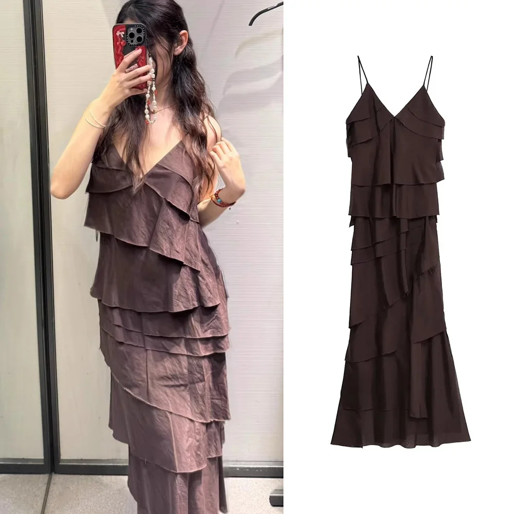 Nouveau 2025 femmes volants en mousseline de soie Maxi robe dos nu fendu Sexy Porm robe rouge longue