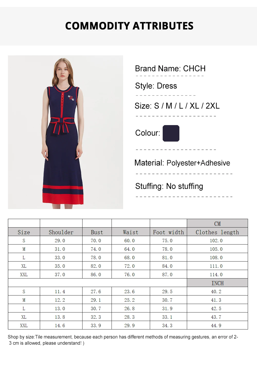 CHCH – robe longue tricotée sans manches pour femmes, tenue d'affaires Simple, bleu marine, nouvelle