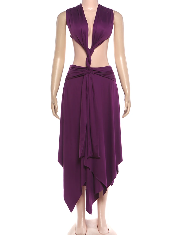 Robe sans taille Sisterlinda pour femme, coupe irrégulière, dos nu, patchwork, couleur pêche, élégan