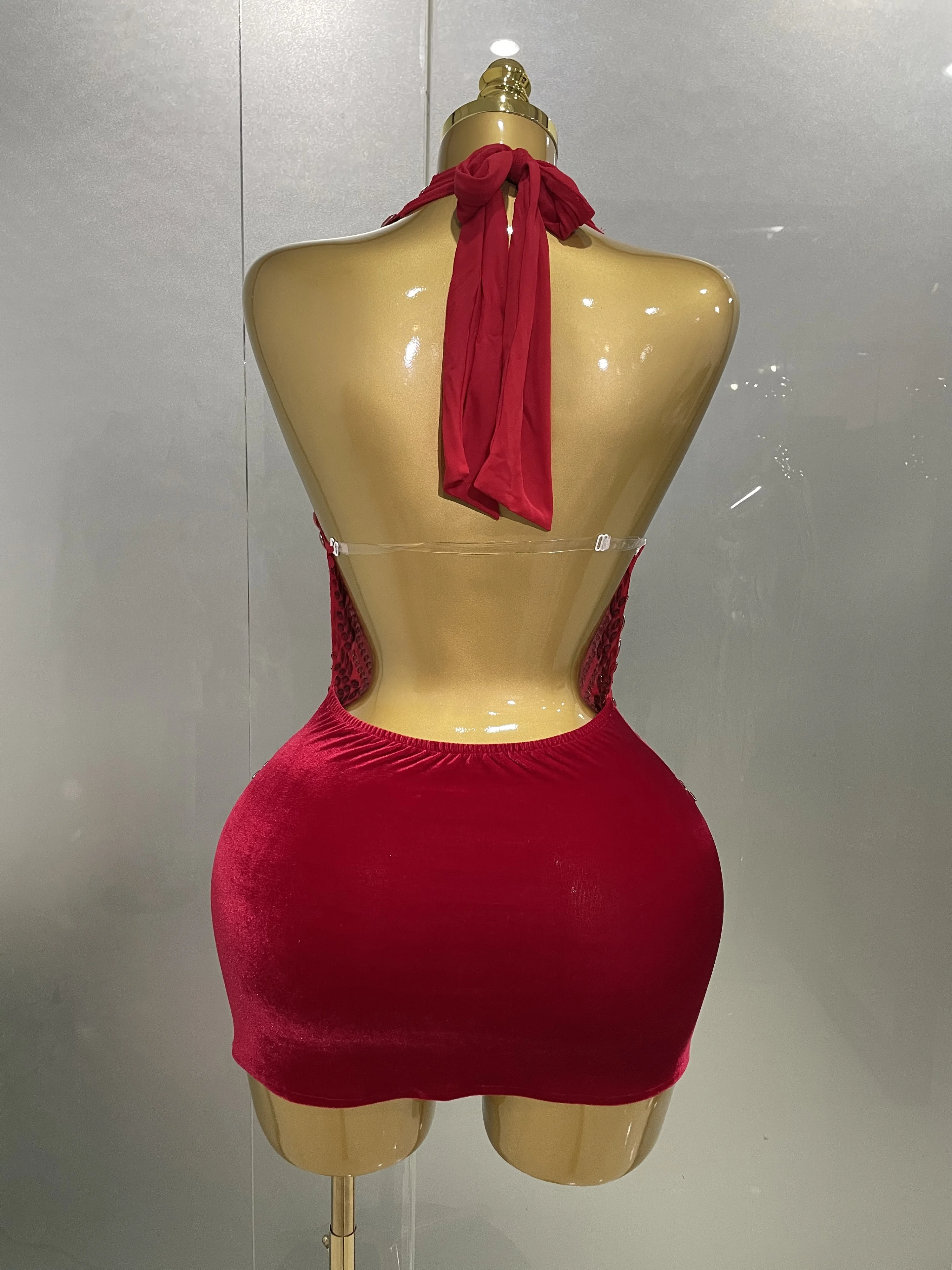 Robe courte dos nu en velours pour femme, biscuits kly, maille, tenue de soirée, Rh, fête d'annivers