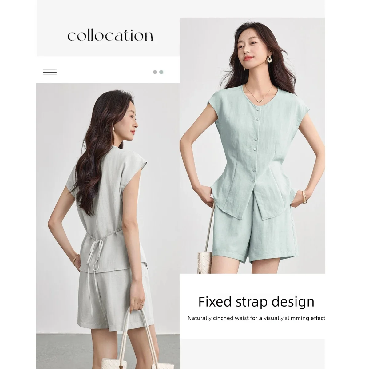 Ensemble court de ville SENTUBILA en Lyocell pour femme – Collection été 2026 – Haut sans manches à