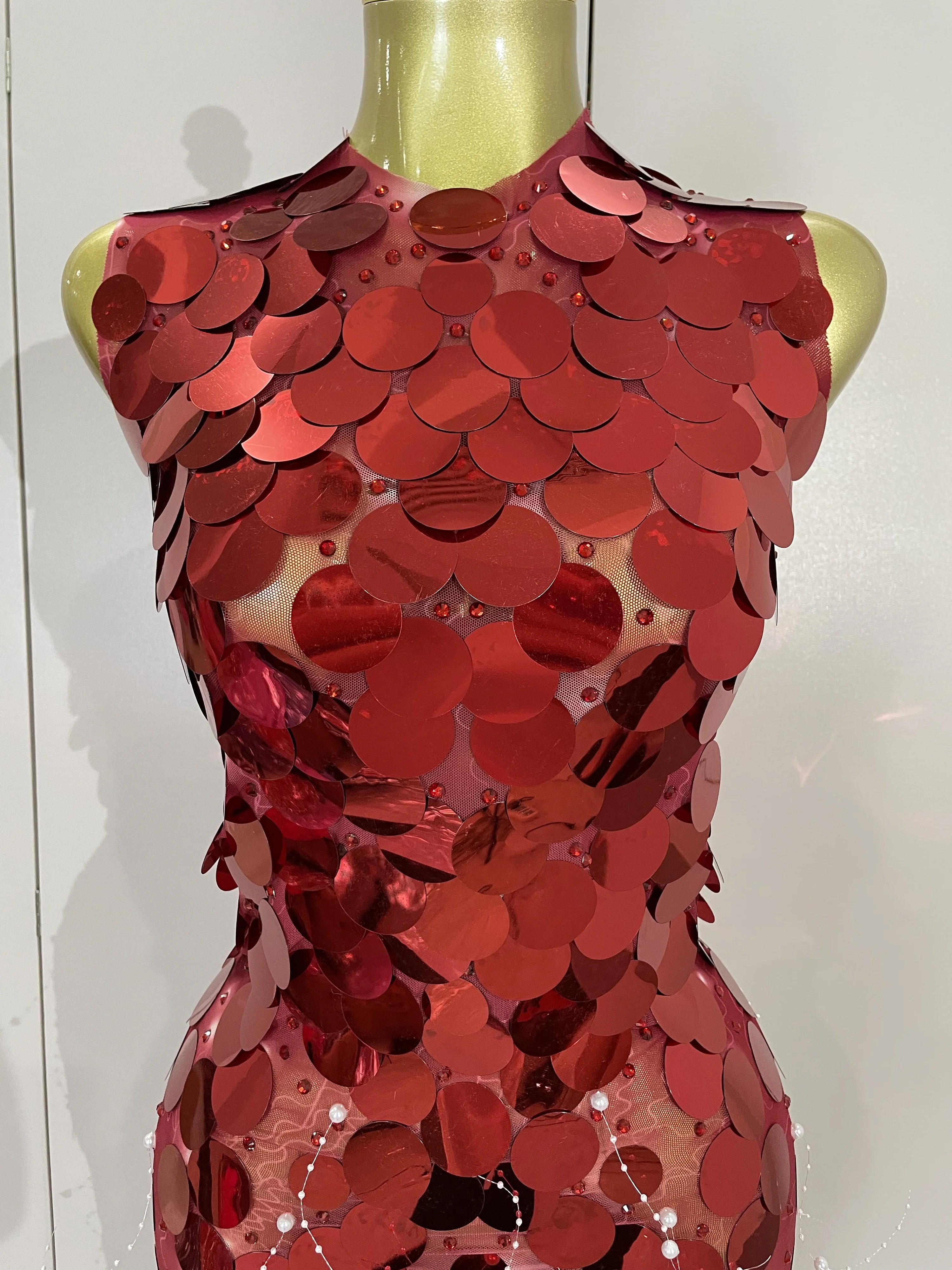 Robe Maxi en maille pour femmes, tenue de luxe, paillettes scintillantes, Sexy, soirée, spectacle, c