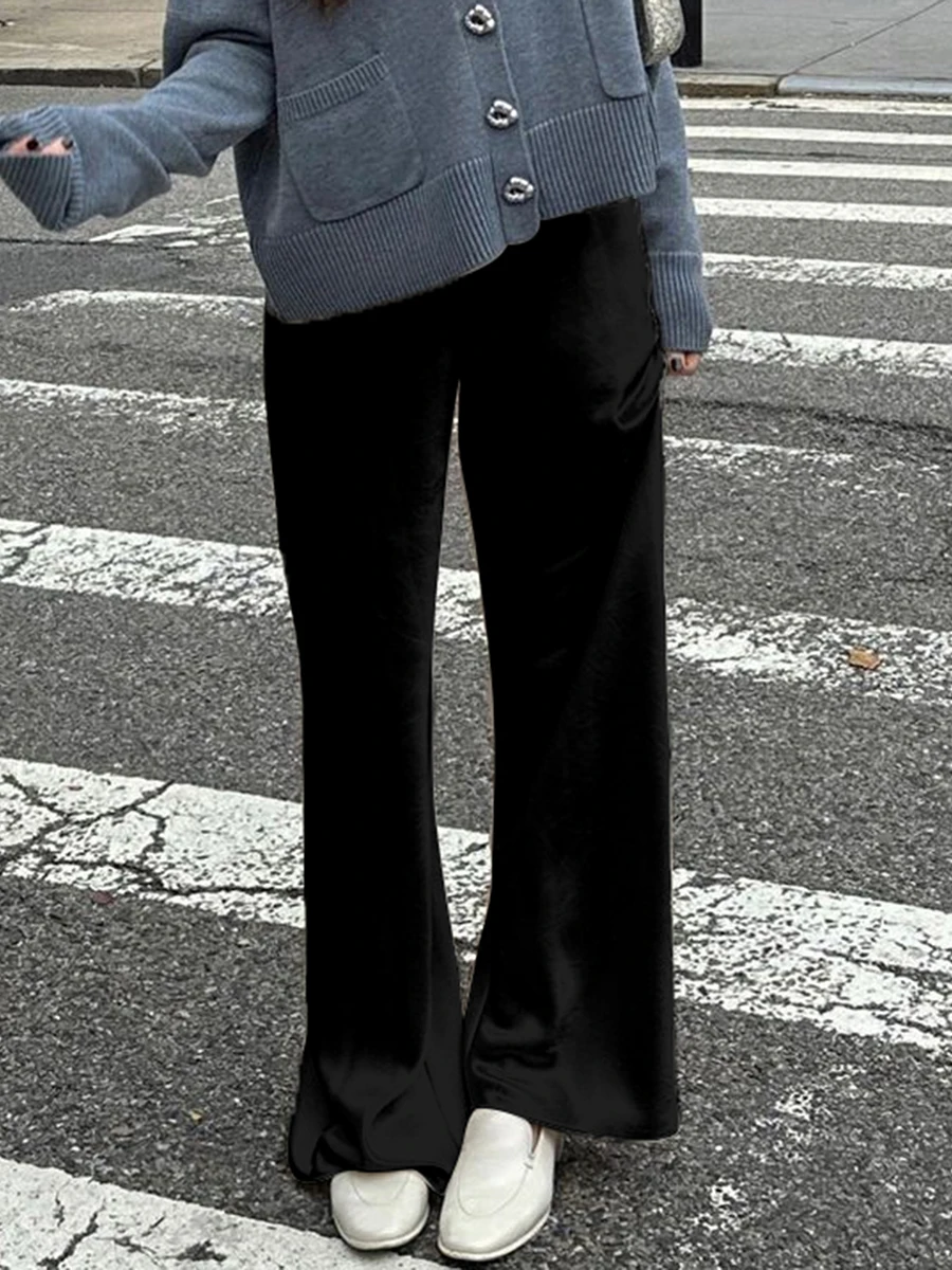 Robe en Satin Chic à Jambes Larges pour Femme, Pantalon de Travail, Taille artificiel astique, Ajust