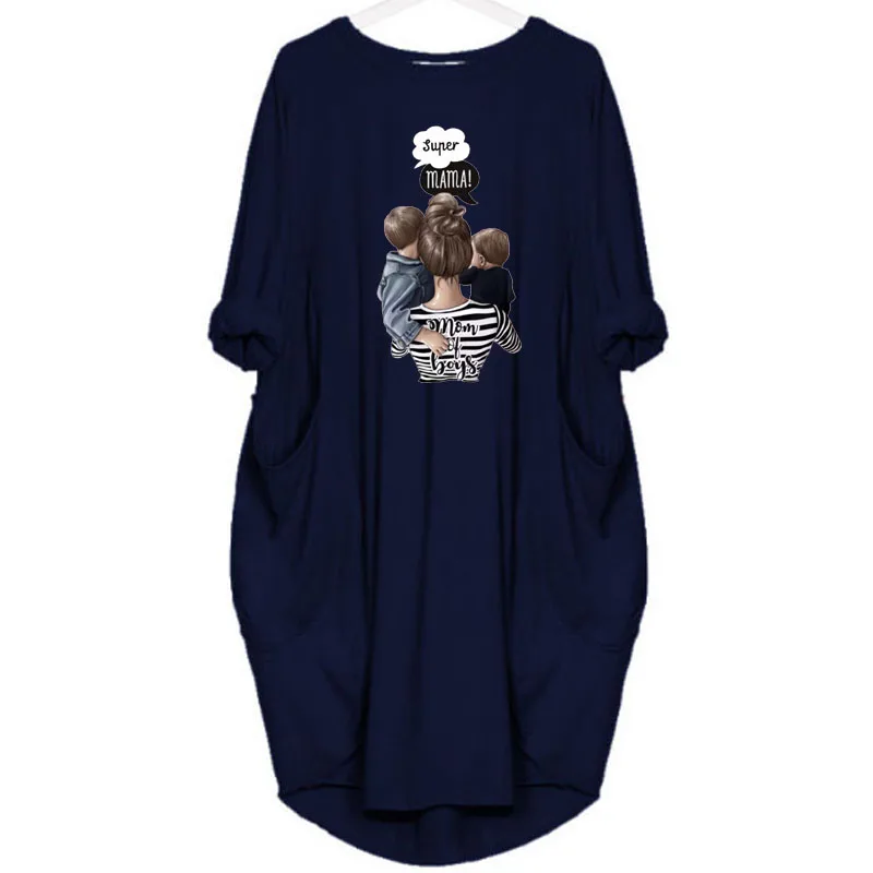 Robe ample à manches longues pour femmes, grande taille, automne hiver, décontractée, col rond, coul