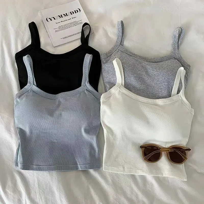 Haut court femmes Sexy hauts sans manche mode femme sous-vêtements dame Camisole fille basique T-shi