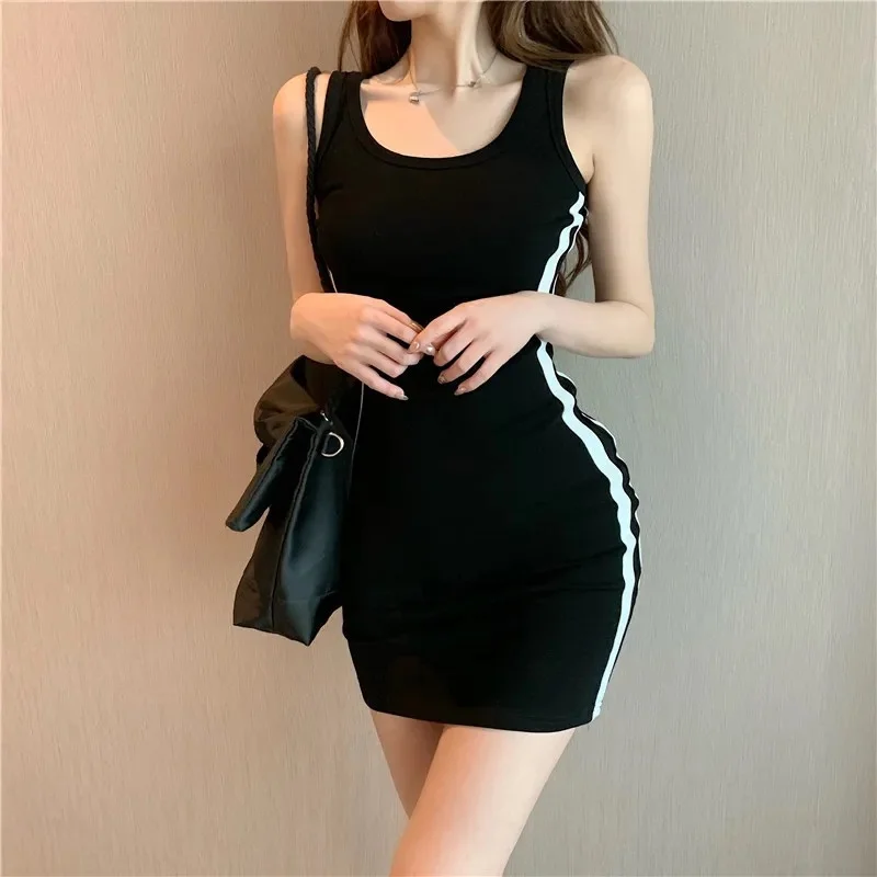 Robe fourreau décontractée pour femmes, bretelles Spaghetti, sans manches, Sexy, extensible, Slim, é