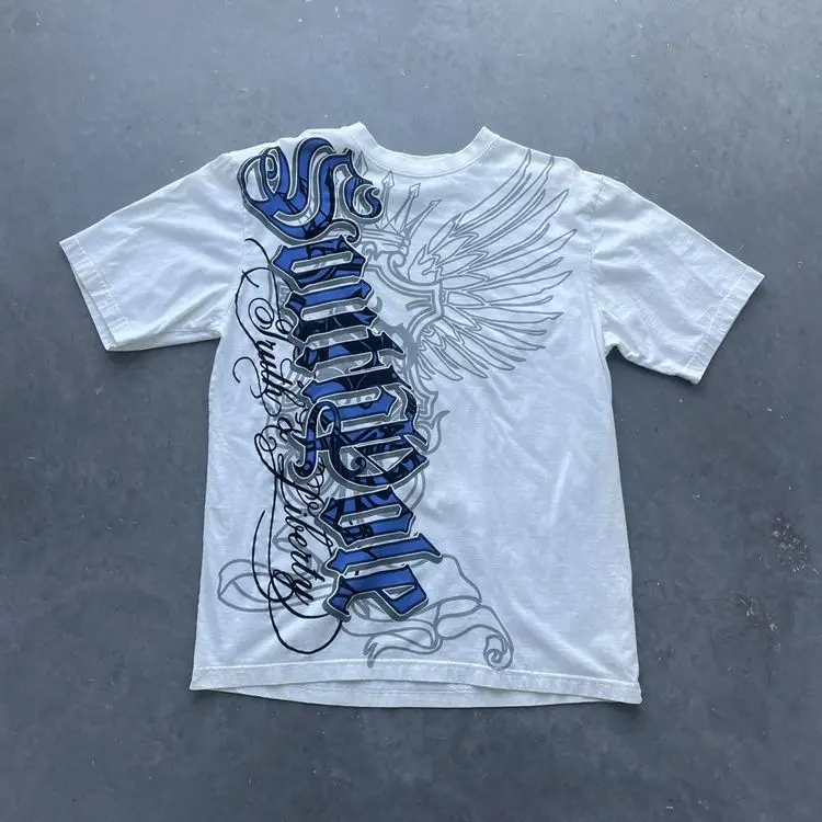 Hip Hop T-Shirt Streetwear femmes Vintage graphique Style américain mode Baggy pur hauts loisirs Cou