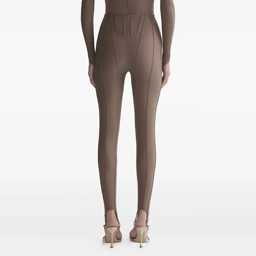 TWOTWINSTYLE solide épissé plis Chic pantalon femme taille haute minceur Streetwear minimaliste femm
