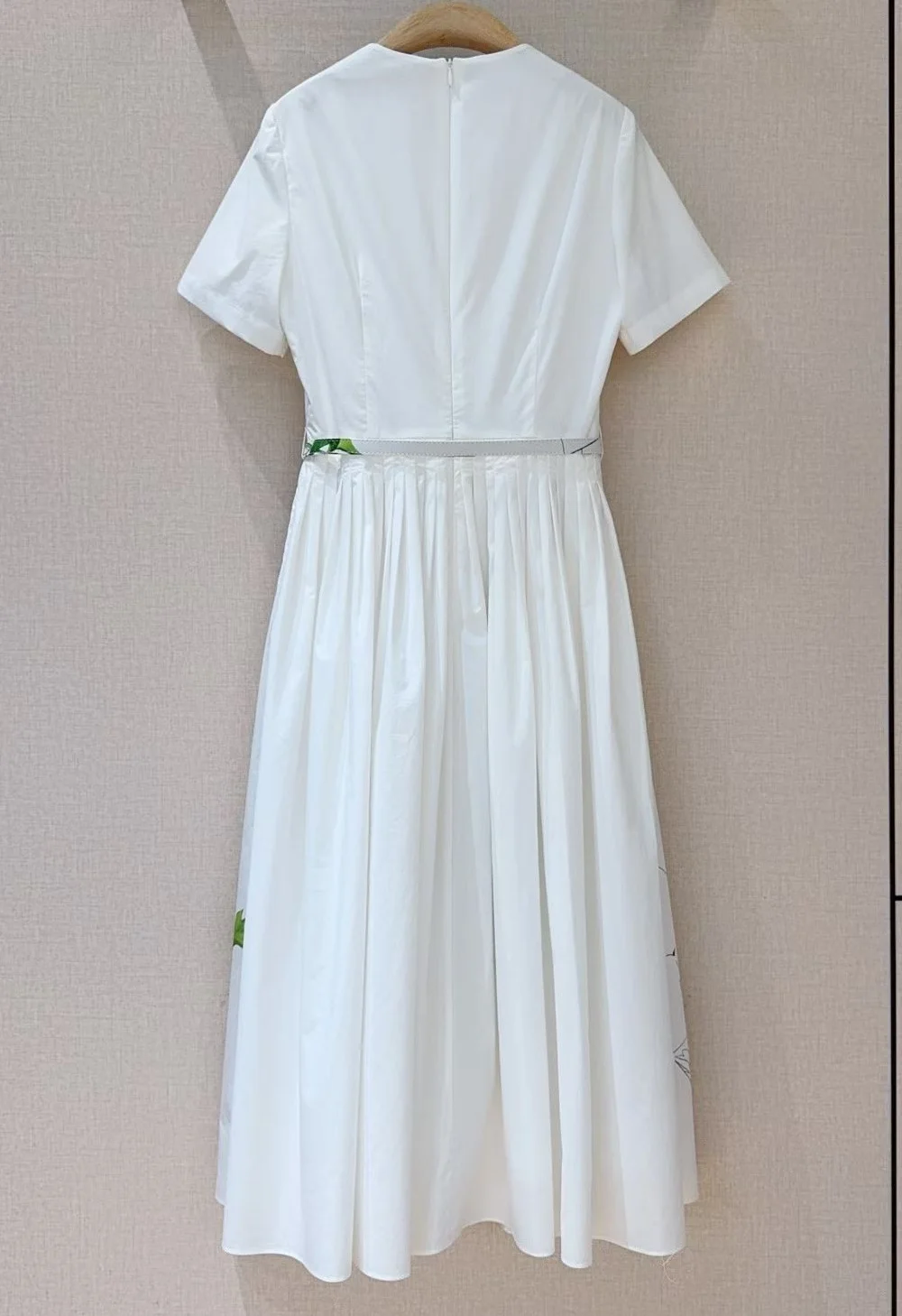 Top qualité nouveau 2026 printemps été robe femmes feuilles vertes imprimé fleuri poche Patchwork ma