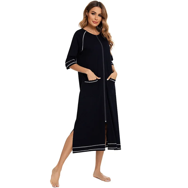 Robe longue ample en mousseline pour femmes, imprimé turc, décontractée, à manches courtes, en coton
