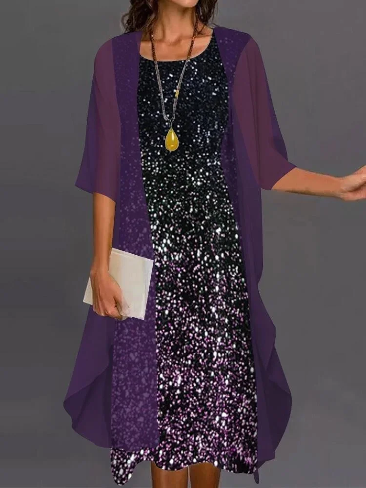 Robe d'été en mousseline de soie pour femmes, sans manches, col rond, imprimé, ample, pour soirée +
