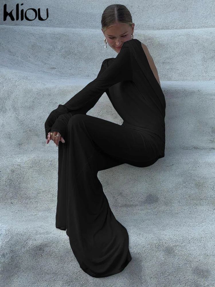Kliou-Robe de Soirée Élégante à Manches sulfpour Femme, Tenue Élégante, Simple, Tendance Classique,