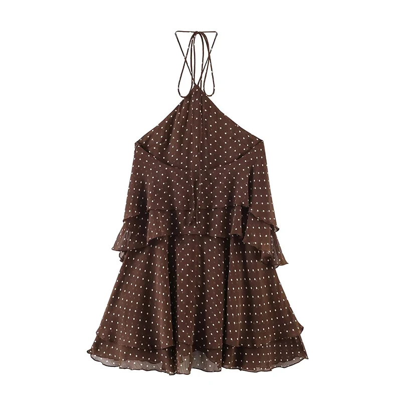 Nouvelle Robe d'Été Femme 2026 Tendance Col Cascade Élégante Jeunesse Robes de Soirée Chic à Pois Mi