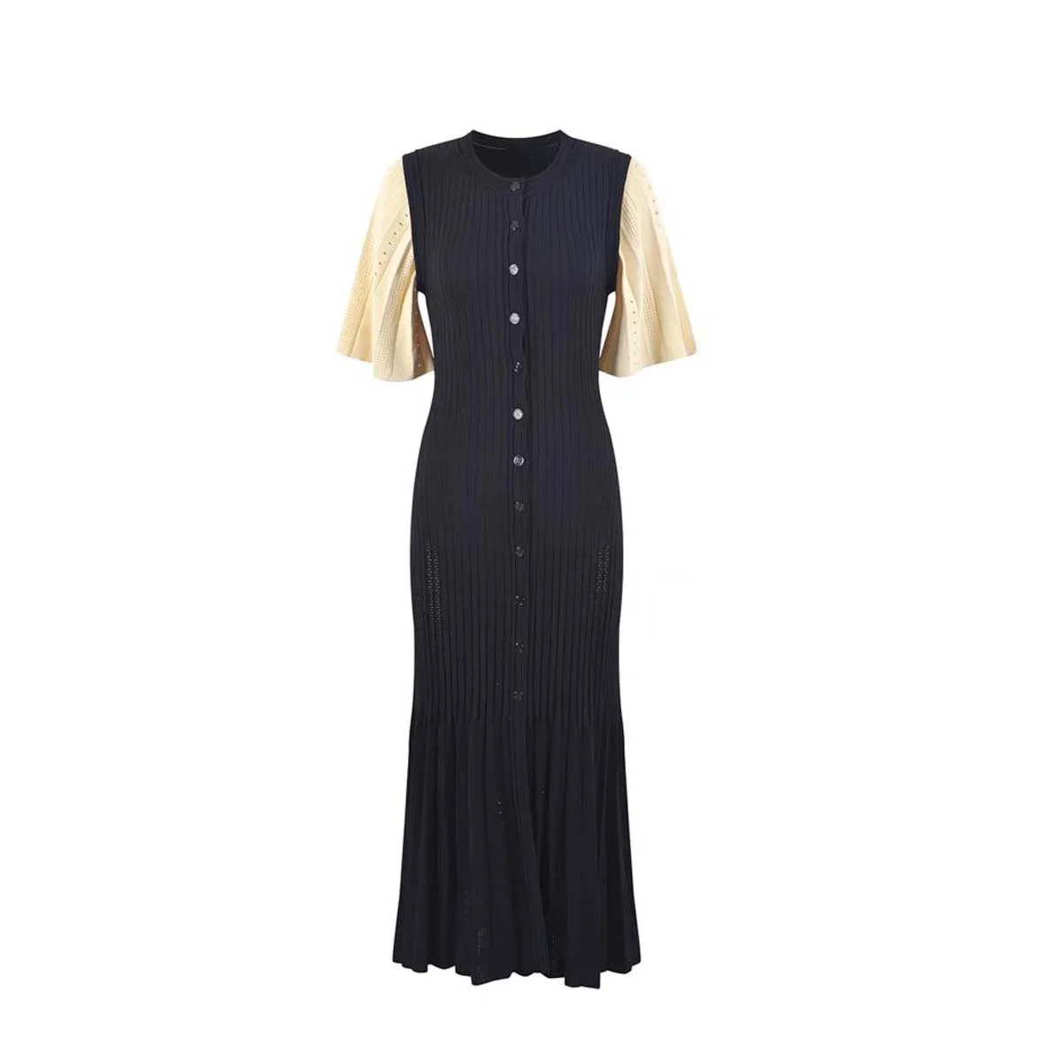 Robe sirène tricotée amincissante, nouveau parfum français élégant, haut de gamme, ajourée, aminciss