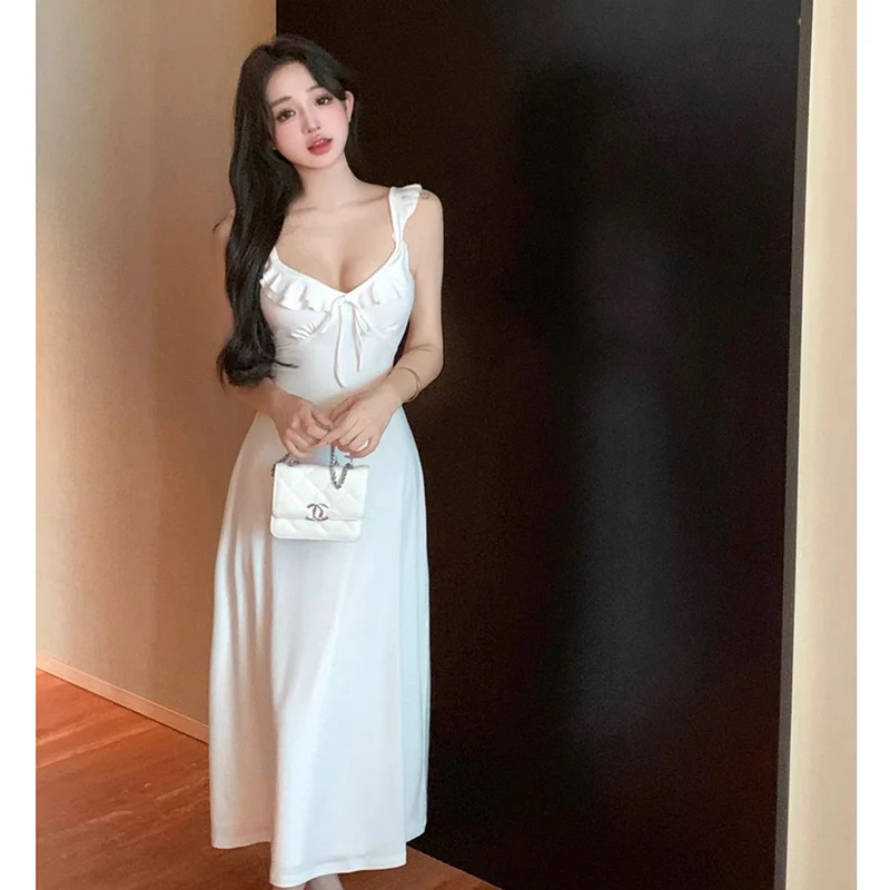 Robe de plage élégante et sexy pour femme, couleur bordeaux, style vintage, dos nu, à bretelles, ave