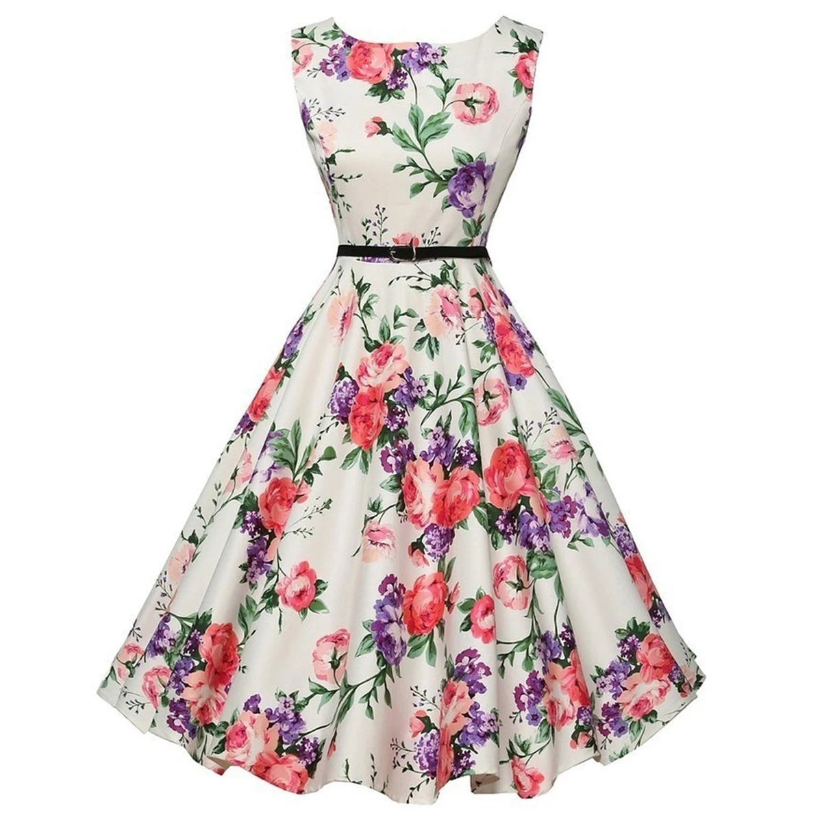 Robes d'été Robe vêtements Robe florale rétro Swing décontracté Vintage robes Rockabilly