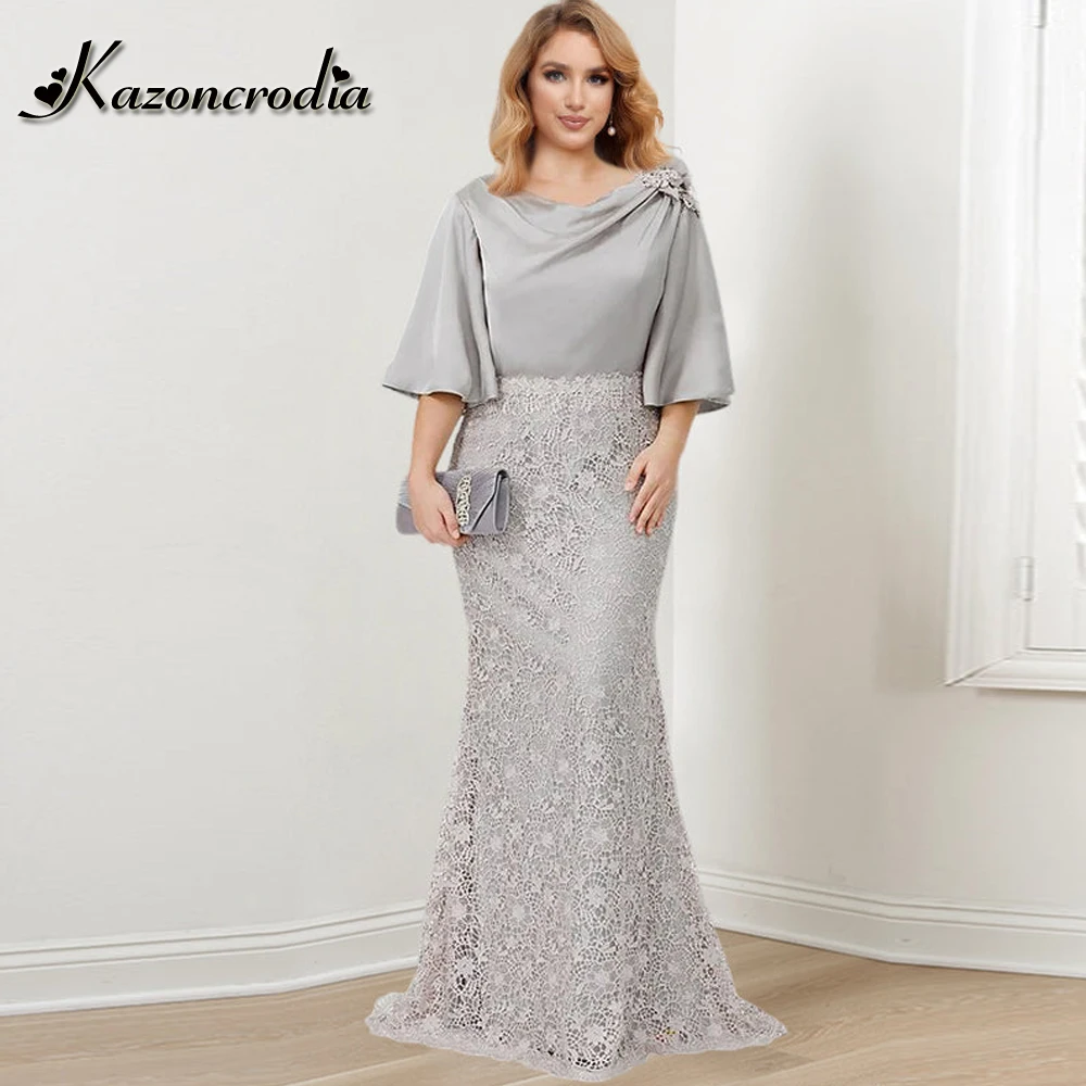 Kazon – robe drapée charmante pour mère de la mariée, avec appliques en dentelle, style sirène, en s