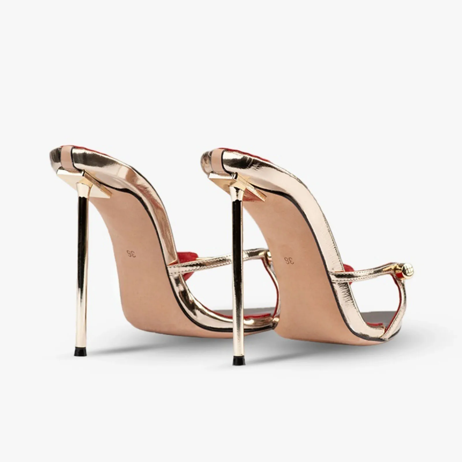 Arden Furtado 2025 été talons pointus à fins boucle en métal pantoufles Super haut talon mot pantouf