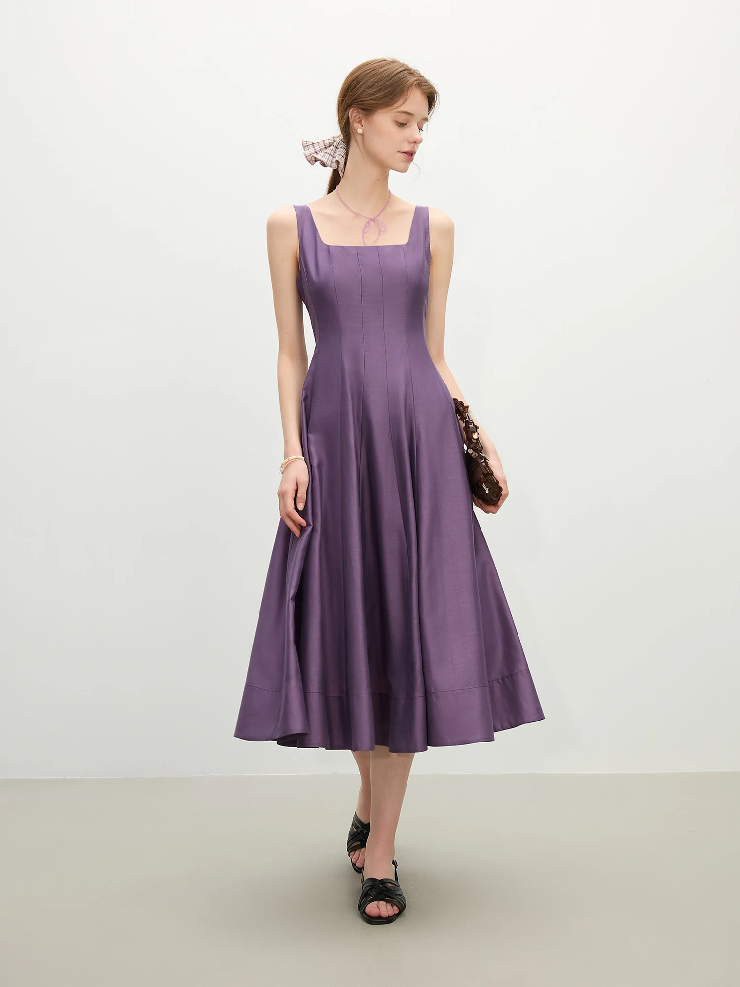 FSLE – robe sans manches pour femmes, coupe tridimensionnelle, taille haute, amincissante, à bretell