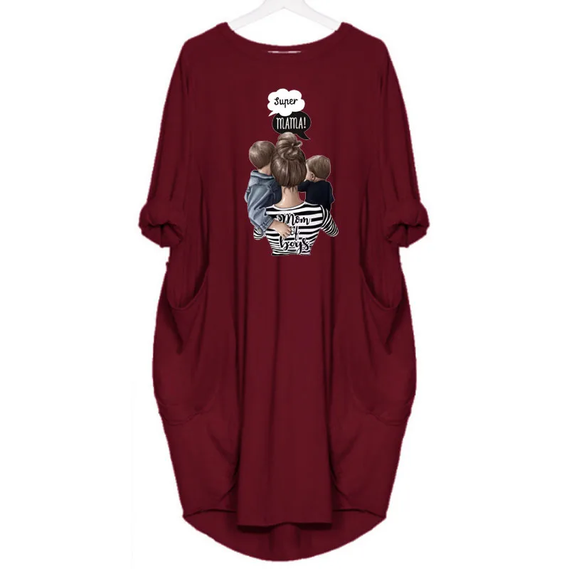 Robe ample à manches longues pour femmes, grande taille, automne hiver, décontractée, col rond, coul
