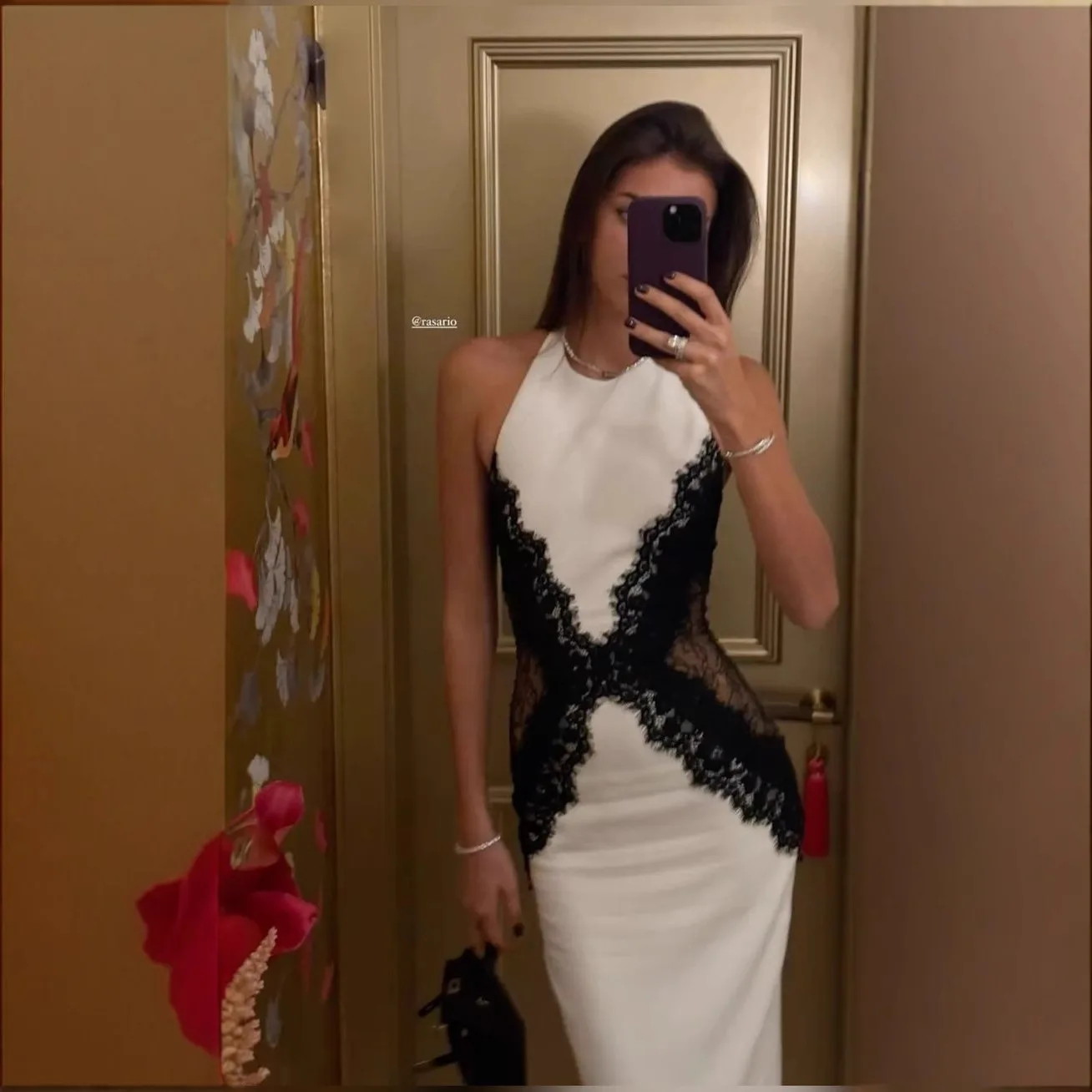 Élégant blanc robe longue femmes licou dos nu décontracté noir dentelle Patchwork fente Maxi robes s