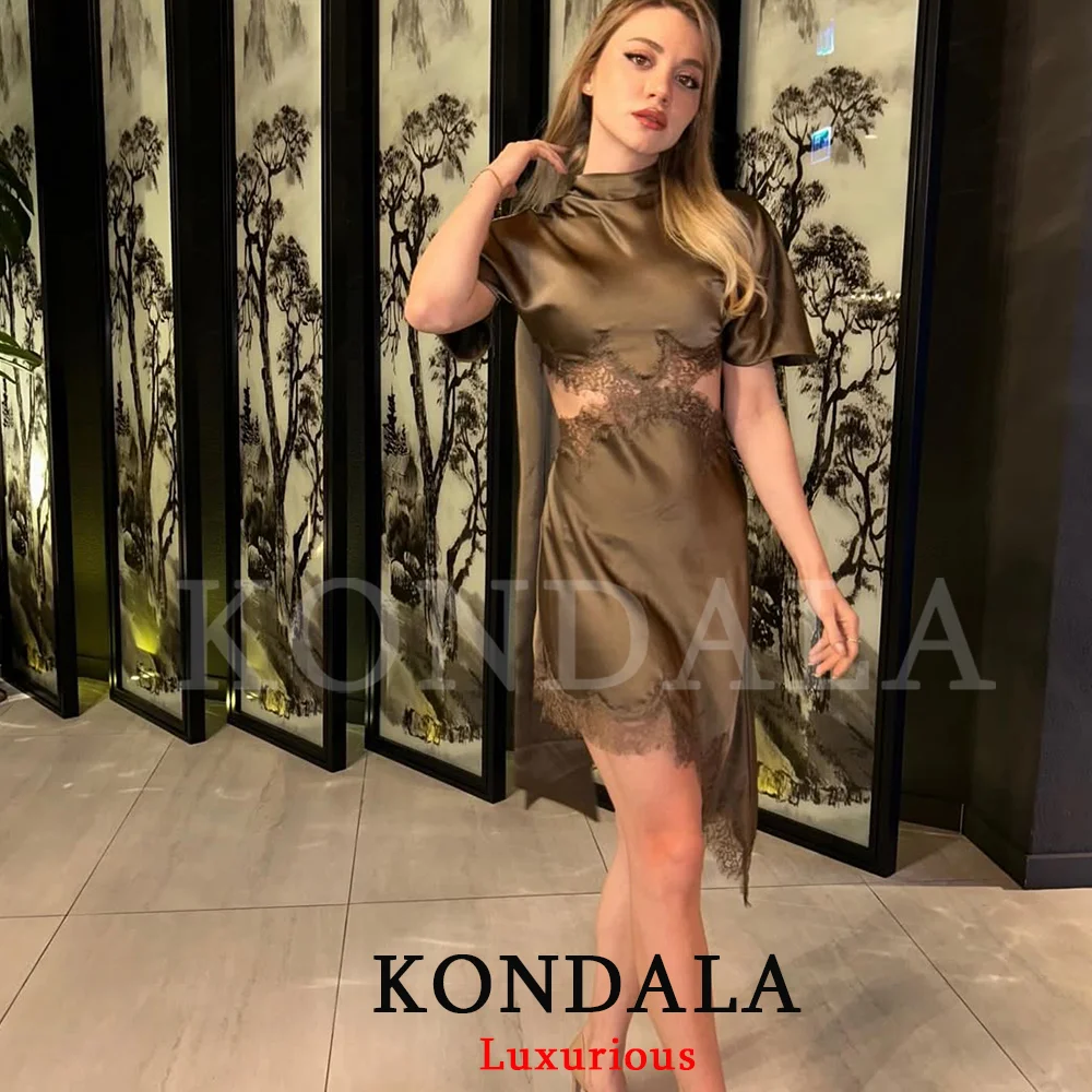Robe Mini Chic et Élégante KONDALA pour Femme, Col Asymétrique à Nœud, Tendance Printemps-Été 2026,