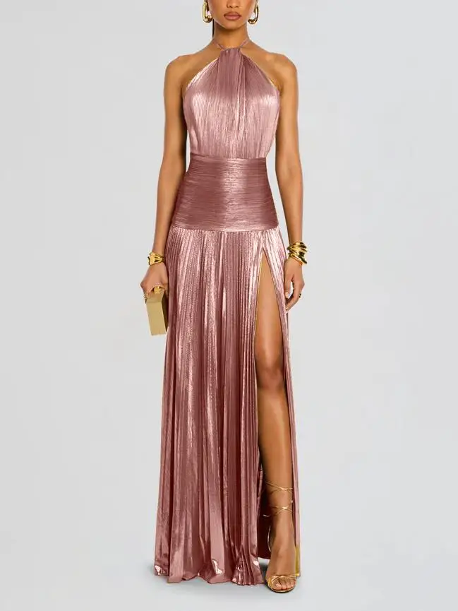 Robe de Cocktail Sexy pour femmes, Corset, épaules dénudées, col licou, plis fendus, robe longue de 