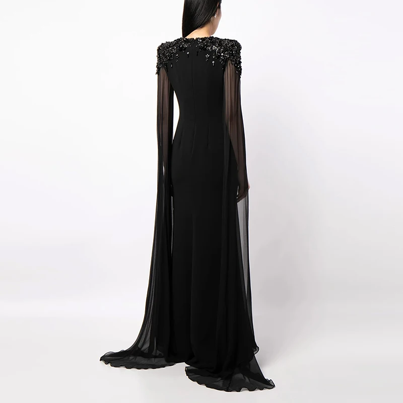 HIGH STREET Nouvelle Collection 2026 Robe de Soirée Longue Maxi pour Femme à Manches Longues Ornée d