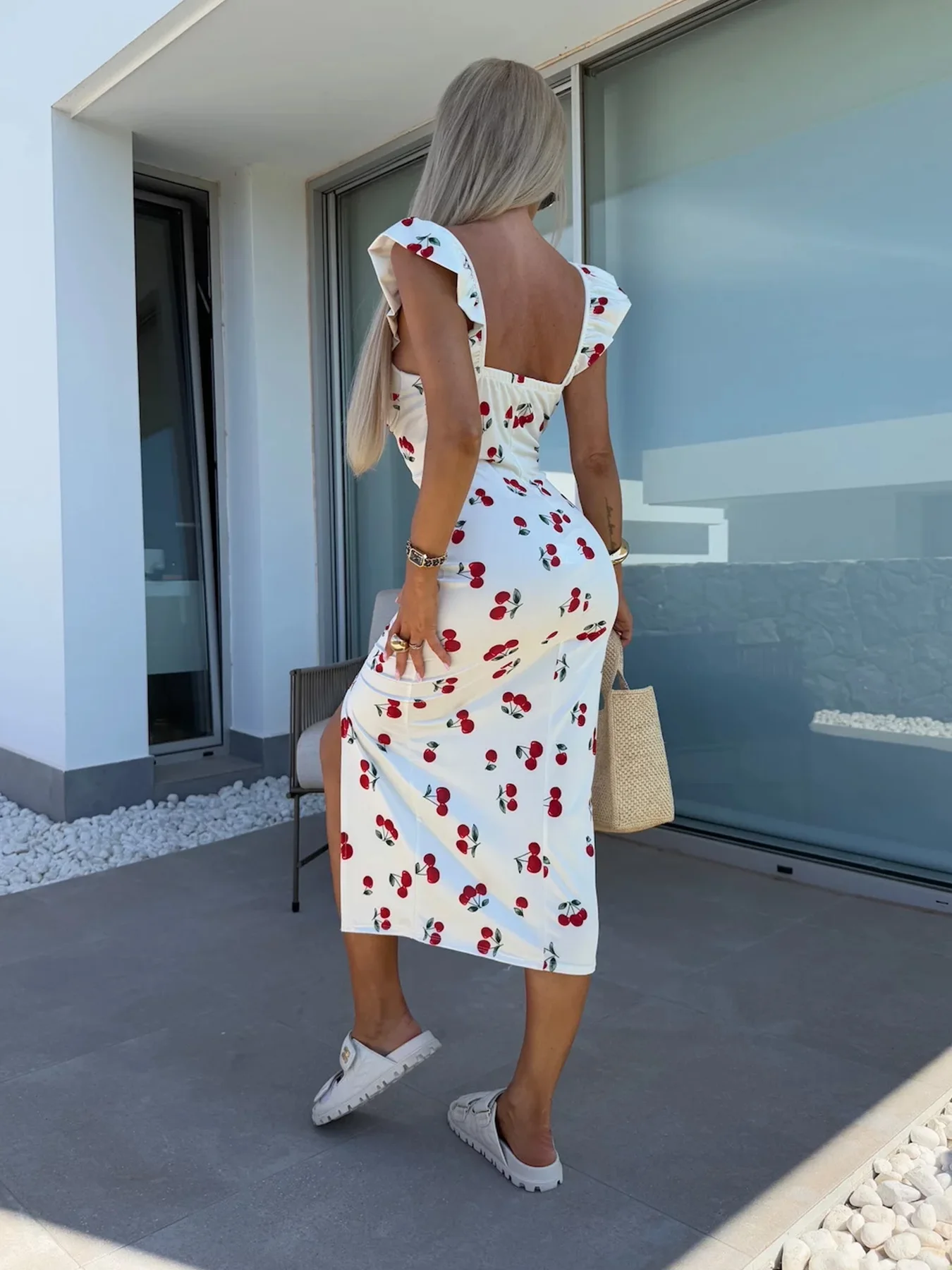 Robe d'été mi-longue pour femmes, nouveau design élégant, fleur française, bretelles, fente, été eur