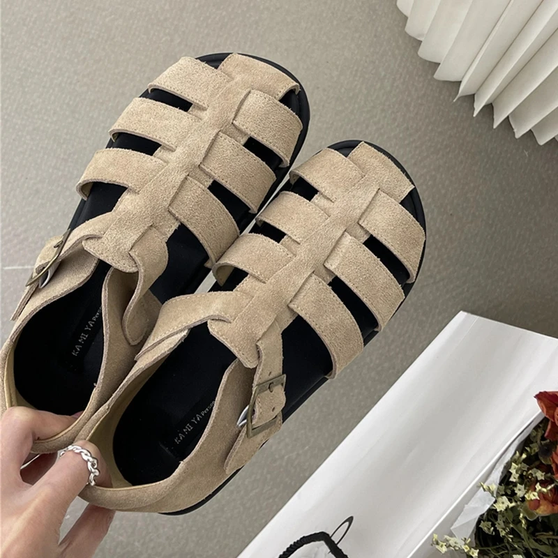 AIYUQI Sandales pour femmes 2026 Nouveauté Sandales romaines tressées évidées pour femmes Chaussures