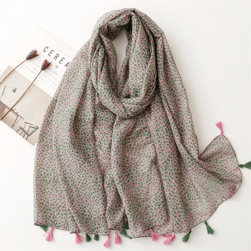 Châle en Viscose avec pompon Floral abstrait Paisley pour femme, écharpe enveloppante de haute quali